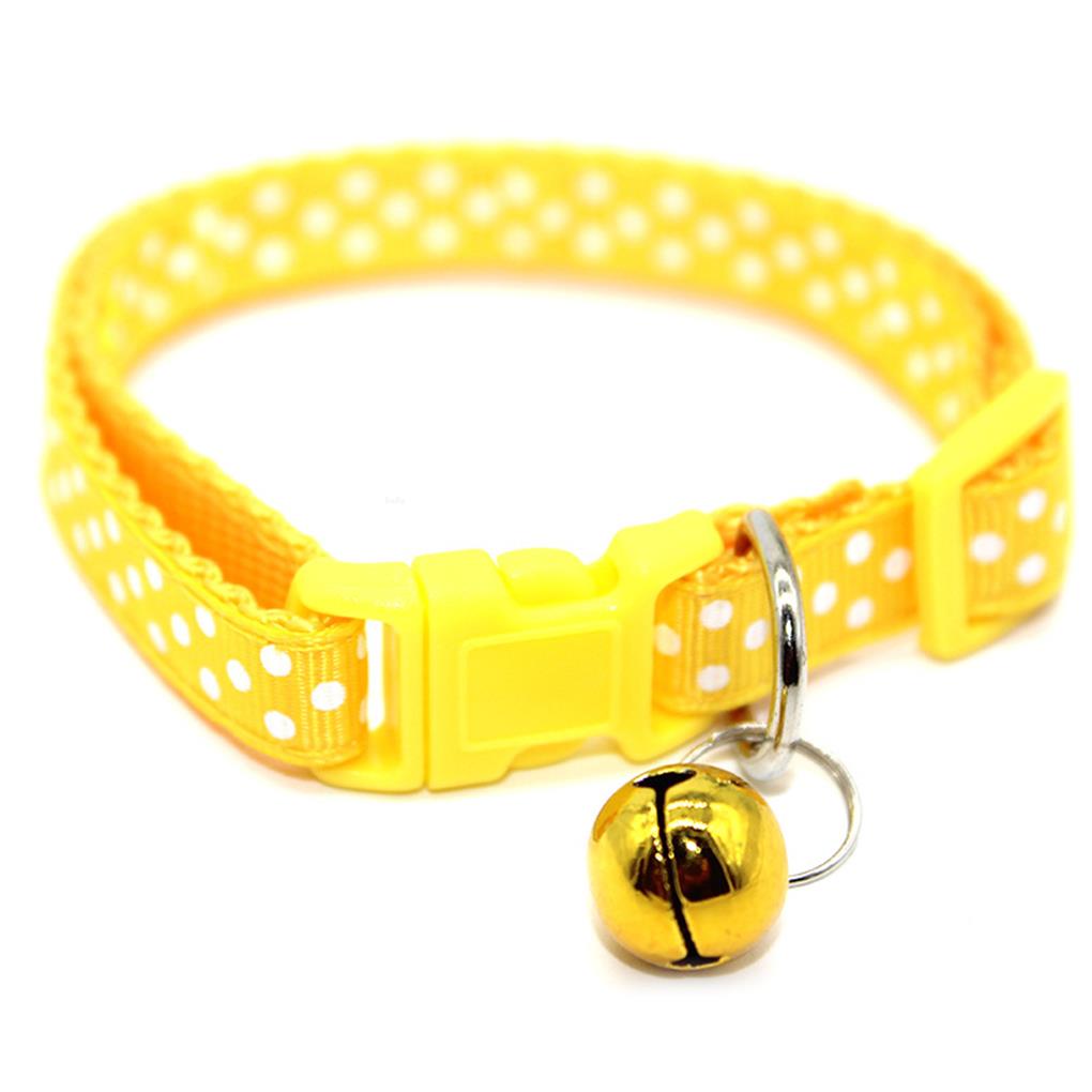 Collar de campana de cobre con parche de nailon para mascotas pequeñas, Gargantilla colorida ajustable con patrón de puntos, Collar para mascotas: NO.3