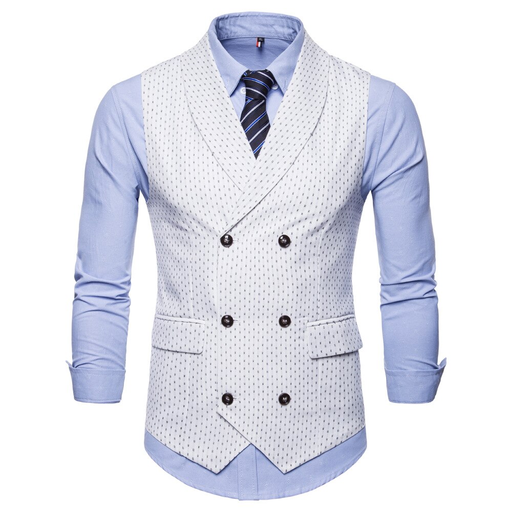 Seenimoe Mens formell Blazer westen lässig Zweireiher V-ausschnitt M-4XL Männlichen England Stil Gedruckt lässig Blazer Westen