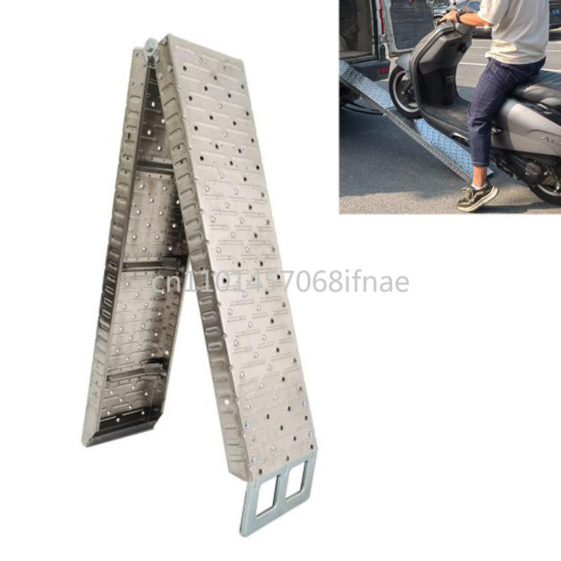1 Stück ATV-Laderampen, Aluminiumleiter, 750 lbs Tragkraft, für aufsammeln-Lastwagen, klappbare Rampen für Rasenmäihr, Anhänger, Motorrad: Default Title