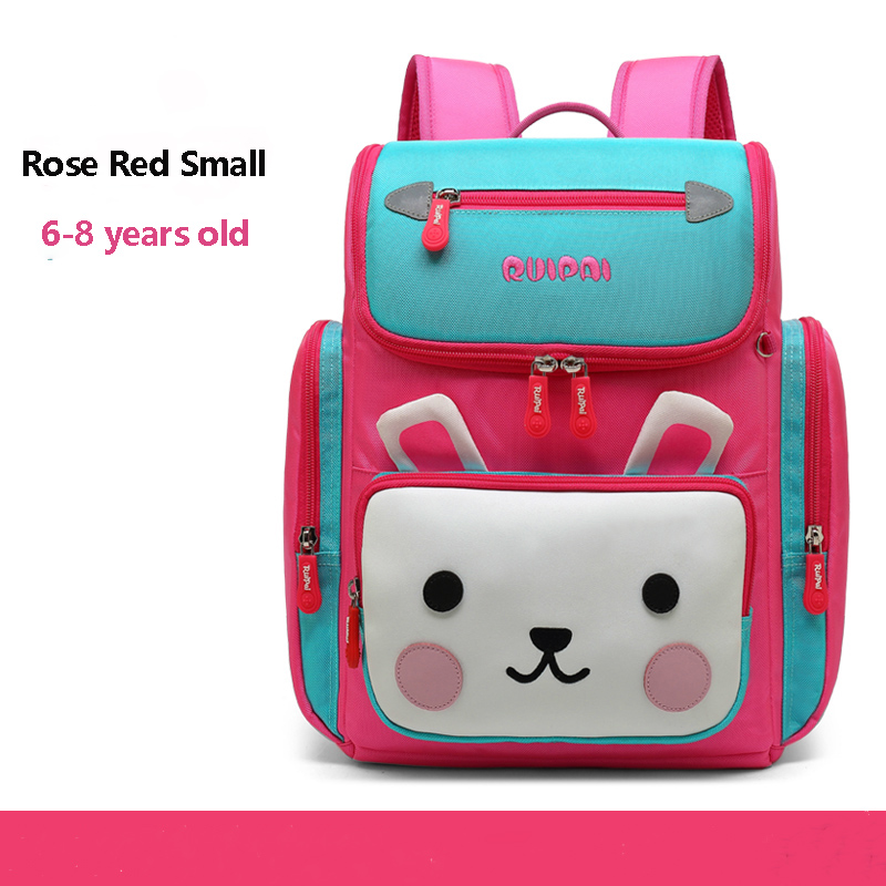 Edison enfants sacs d'école garçons filles sacs à dos scolaires orthopédiques enfants cartables sacs à dos imperméables école primaire sac à dos: Rose Red Small