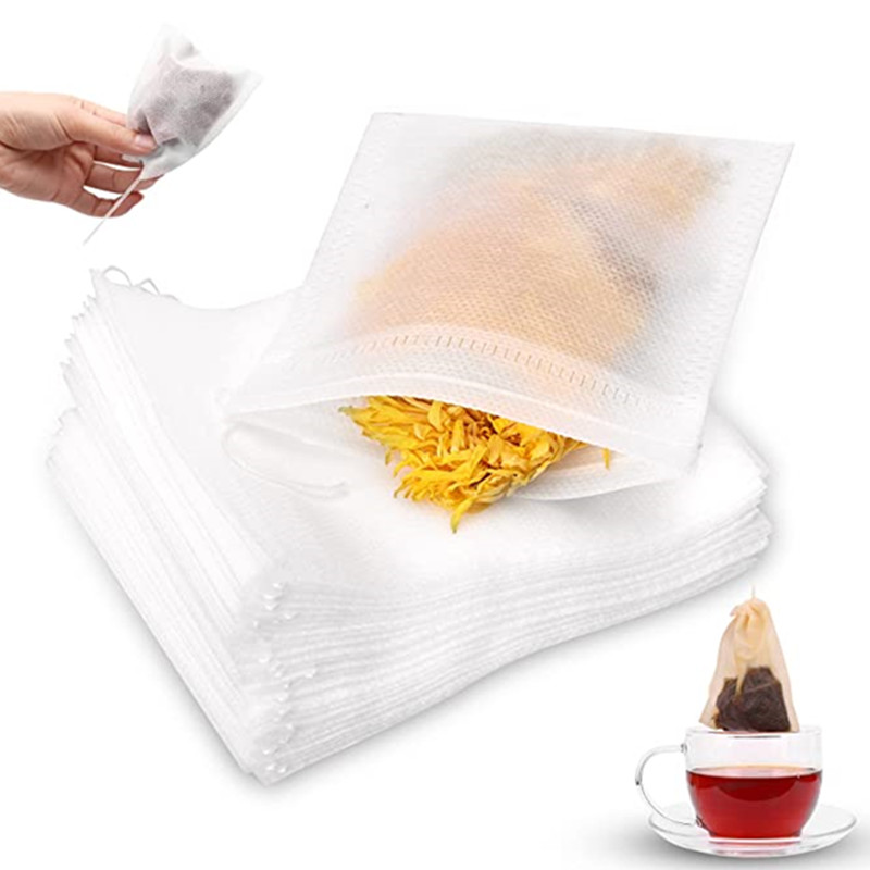 100 Pcs Disposable Tea Bags Filter Bags For Tea Infuser With String Heal Seal, Food Grade Non-woven Fabric Spice Filters Teabags