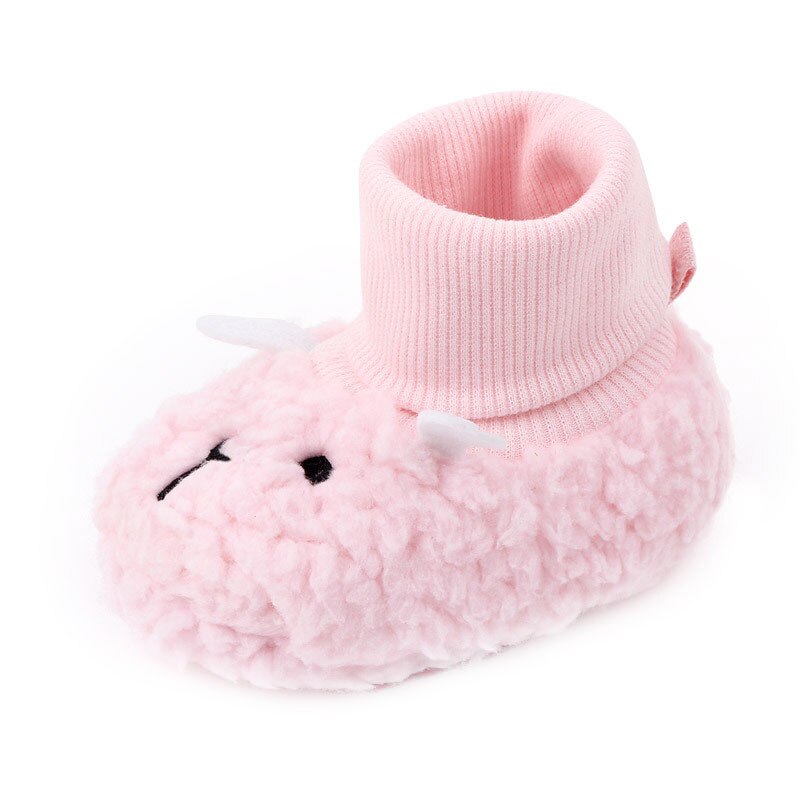 Warme schoenen kunnen schoenen veroorloven lam babyschoenen plus fluwelen schoenen schattige cartoon zachte comfortabele onderkant 0-1 peuterschoenen: Roze / 13-18 maanden