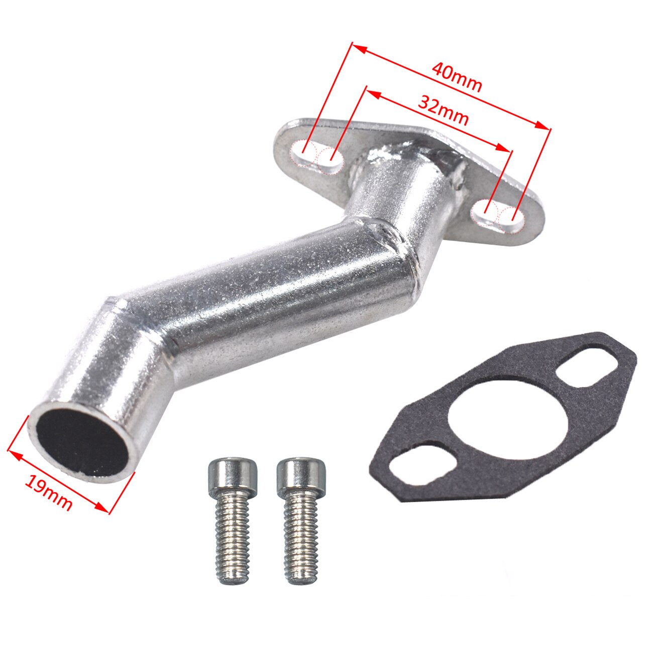 32-40mm Silver Short Offset Intake Manifold Gasket For 49cc 50cc 60cc 66cc 80cc Regular Motorised Bicycle