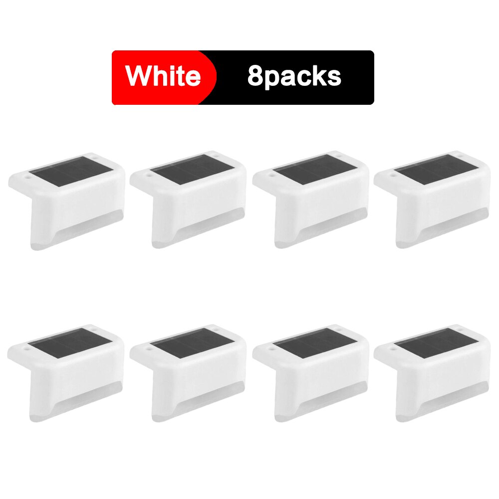 4/8 Packs LED Solar Deck Lights IP65 Waterproof Outdoor Garden Pathway Patio Stairs Steps Fence Lamps: 8pc White / Warm light