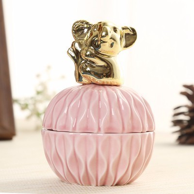 Rosa geometriske dyr keramiske smykkeskrin giftering smykkeboks med krystallholder øredobber smykkeoppbevaringsboks håndverk: G