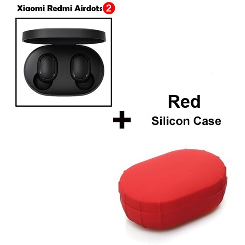 Xiaomi Redmi Airdots earphone 2 TWS Stereo Wireless earphone Voice control Bluetooth 5.0 Noise reduction Tap Control: Add Red Case