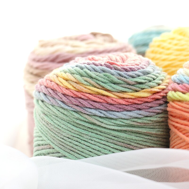 100g 5 Strands Of Rainbow Cotton Handmade DIY Woven Yarn Doll Pillow Blanket Milk Cotton Yarn TJ2190