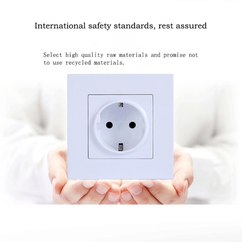 1PC Wall Socket Power Charger Adapter 16A Standard French EU Plug Outlet Crystal Panel White Charger Plates Safety Protect Plug