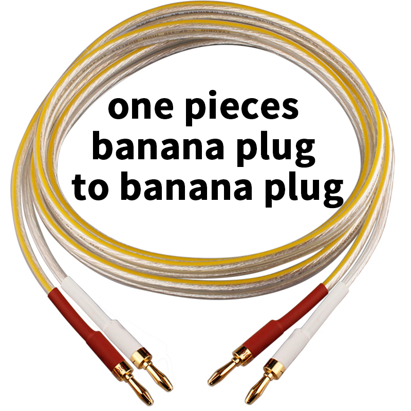 Câble de haut-parleur plaqué argent HIFI, fil de haut de gamme 6N OFC pour amplificateur systèmes Hi-fi, prise Y, câble de haut-parleur à fiche banane: Ivoire / 3,6 m