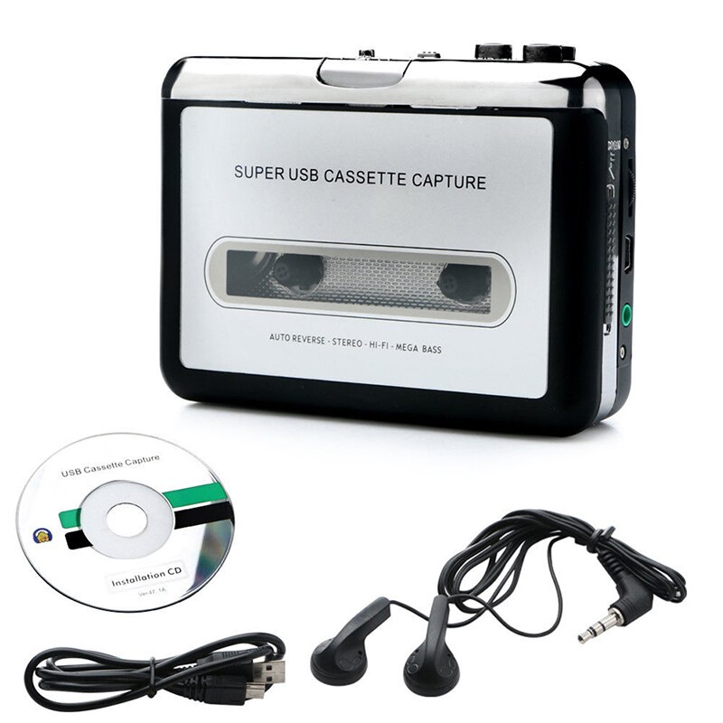 USB2.0 Draagbare Tape Naar Pc Super Cassette Te MP3 Audio Muziek Cd Digitale Speler Converter Capture Recorder + Hoofdtelefoon