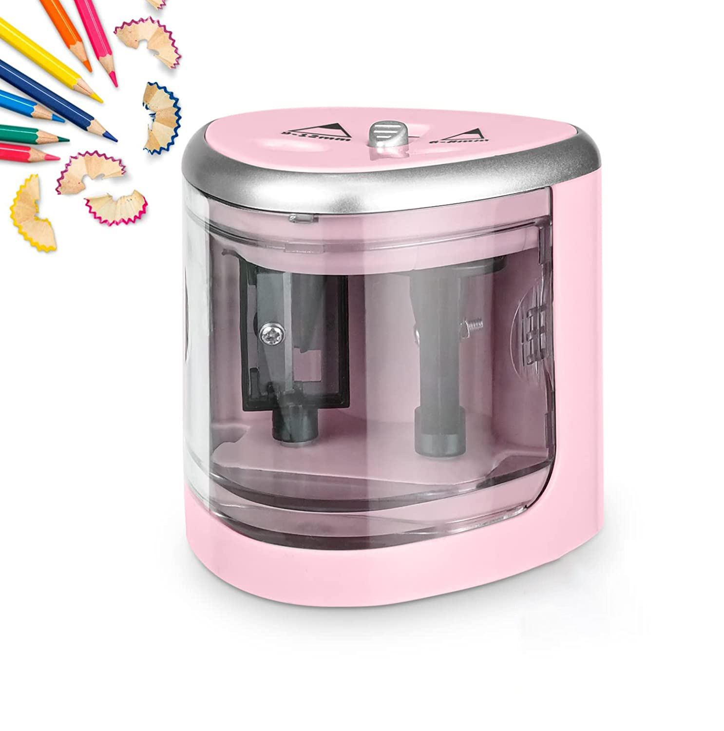 Tenwin Two-hole Electric Automatic Pencil Sharpener Switch Pencil Sharpener Home Office School Supplies Stationery Art: Pink