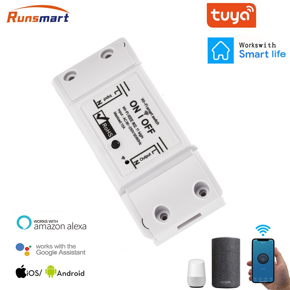 Smart Home Switch WiFi Wireless Remote Control Circuit Breaker Circuit Controller Module Alexa Google Home Smartlife Tuya App