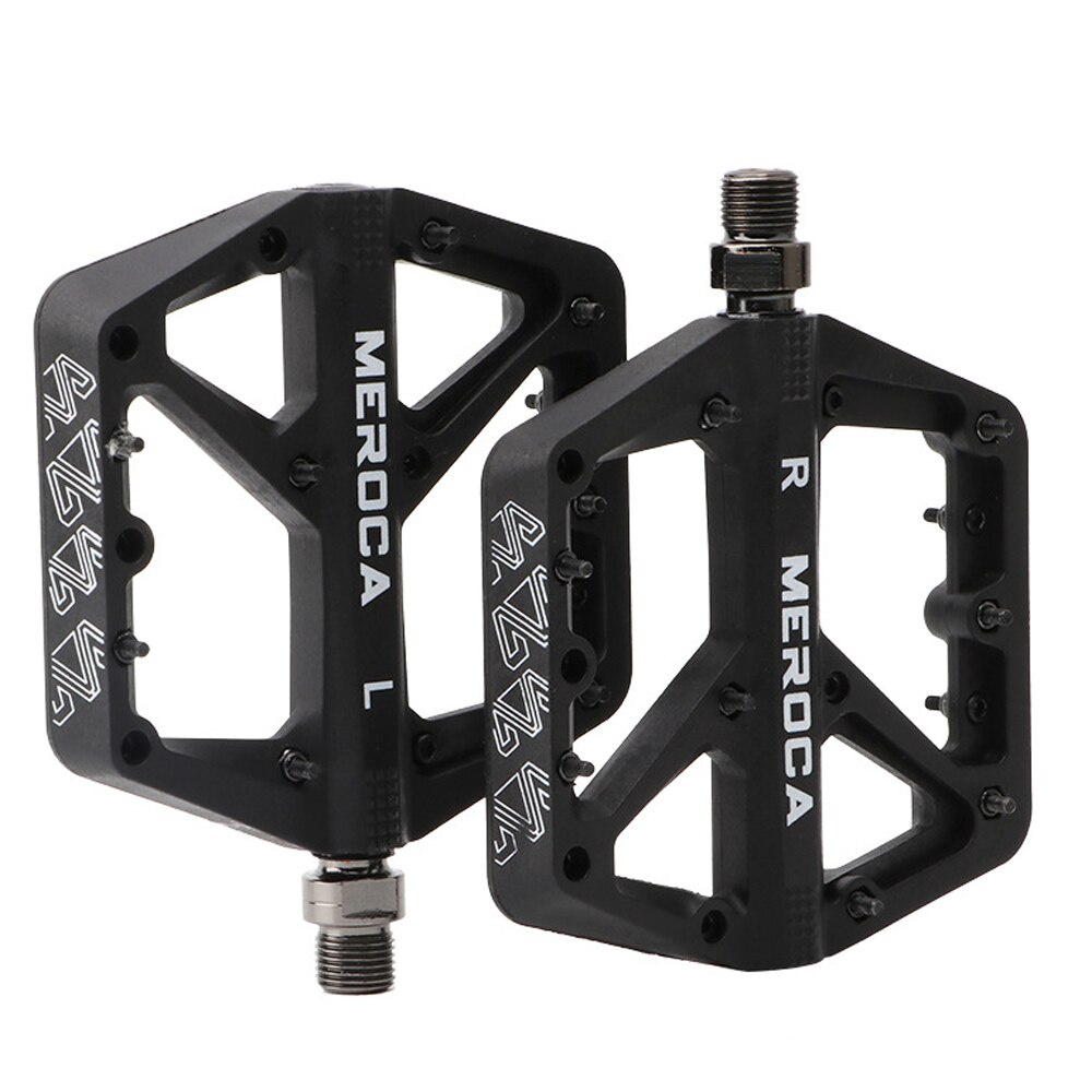 MEROCA Ultralight Flat MTB Bicycle Bike Pedals Nylon Bikes Pedal Mountain Bike Platform Pedals Cycling Riding Pedals: Black