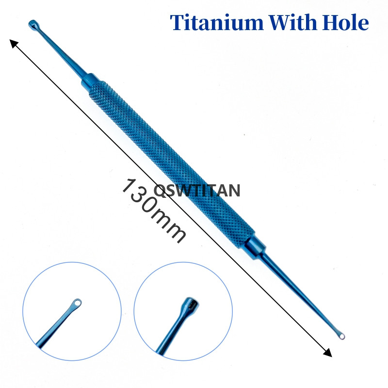 Edelstahl/Titan Doppel-beendet Scleral Spatel mit tasche Clip chirurgische instrumente: Titan  Loch