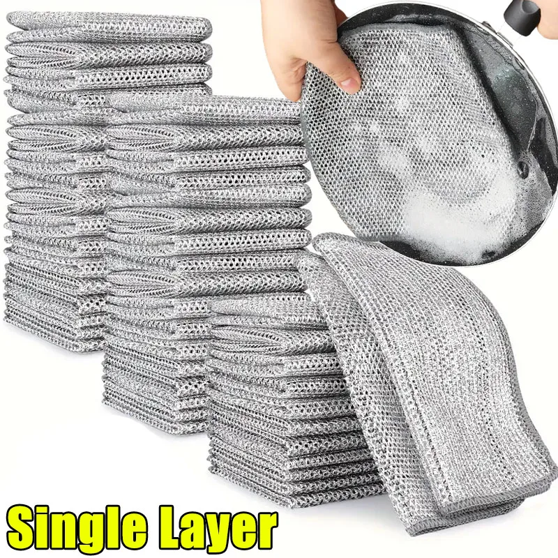 Paño de limpieza mágico grueso de doble cara, trapos de alambre de acero y Metal, paños de lavado para platos de cocina, herramientas de limpieza de toallas, 80/1 Uds.: Azul / 1