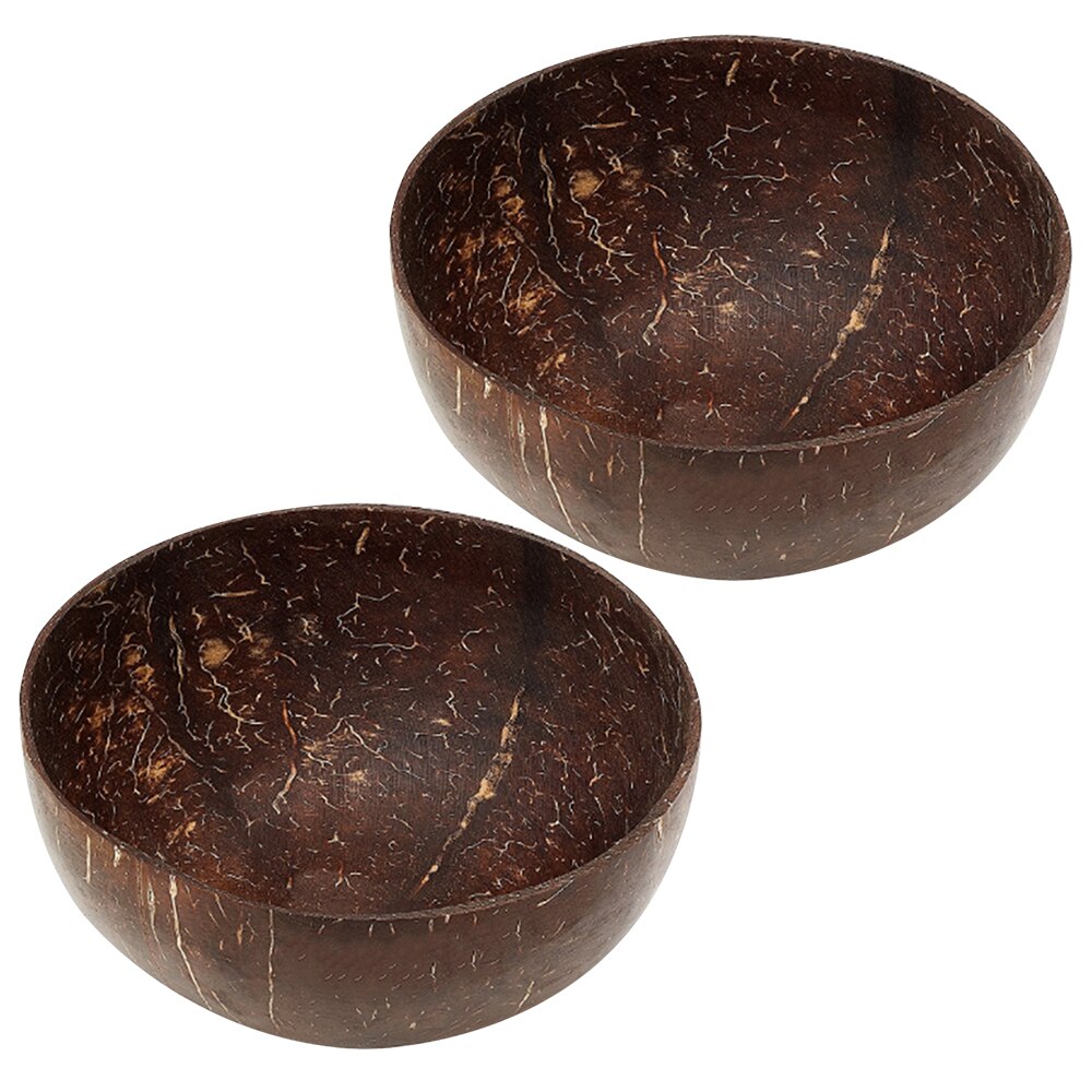 Cuenco de Coco, cuencos de madera, arroz, fideos, sopa, fruta, ensaladera, suministros de cocina, adornos para manualidades, Bol de Coco, cuenco de madera: 2 bowls