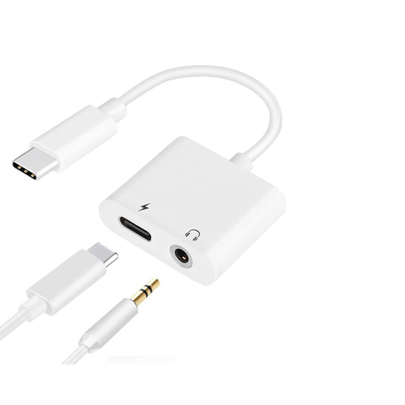 Dual Usb Type C Splitter Dac 2 In 1 Audio Snelle Lading Type C Naar 3.5 Mm Hoofdtelefoon Adapter Voor google Pixel Huawei Xiaomi Oneplus: Type C and 3.5mm