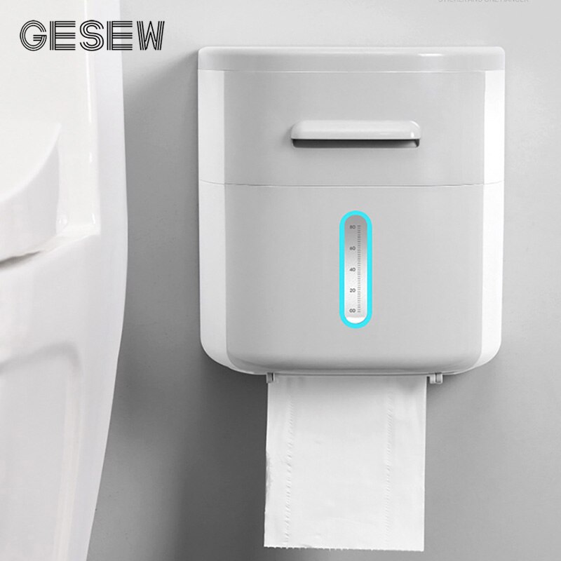 GESEW Double-layer Tissue Box With Drawer Portable Toilet Paper Holder Wall-mount Roll Paper Dispenser Home Bathroom Accessories