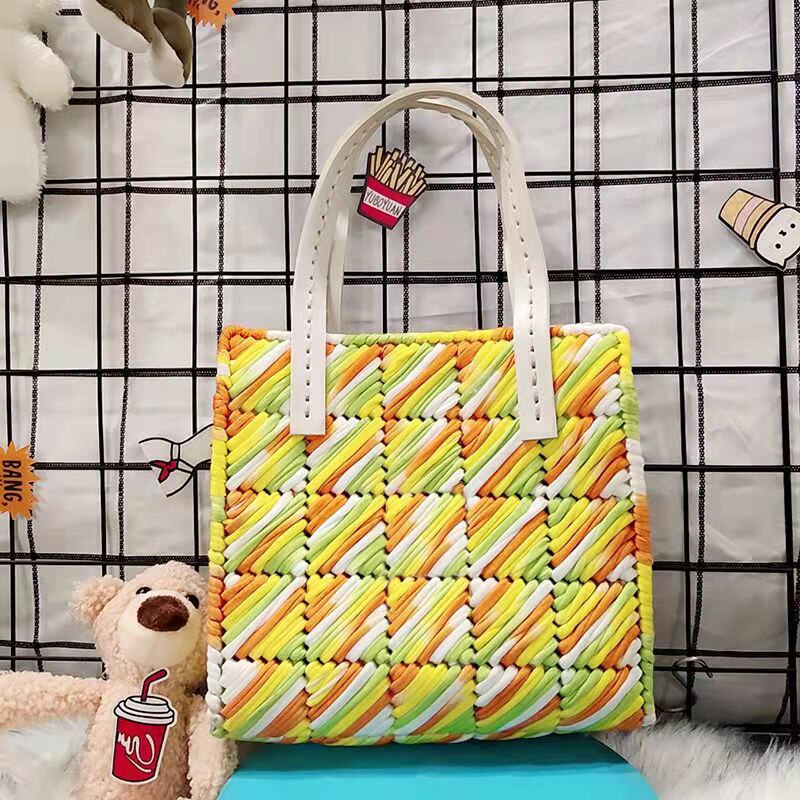 Handcraft Weaving Bag Making Material DIY Woman Handbag Shoulder Bag Selfmade Supplies Latch Hook Weave Bag Accessories: Yellow