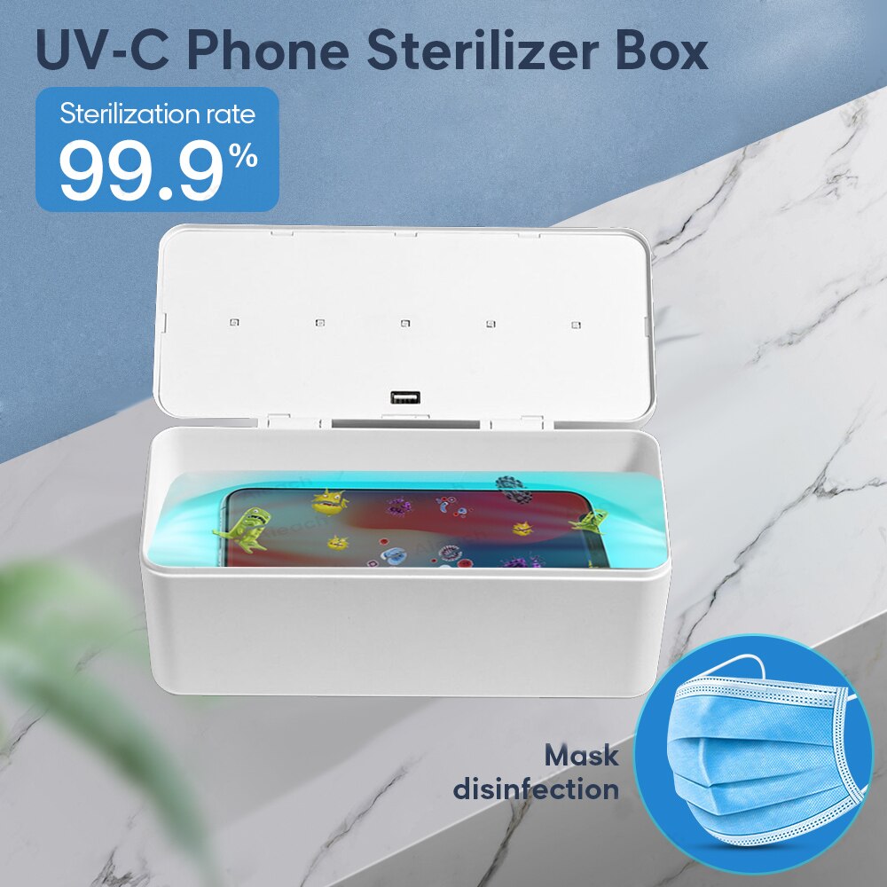 Uv Telefoon Sterlizer Doos Voor Iphone Xiaomi Redmi Oneplus Huawei Samsung Telefoon Masker Multifunctionele Uvc Sterilisator Box Sterilisator