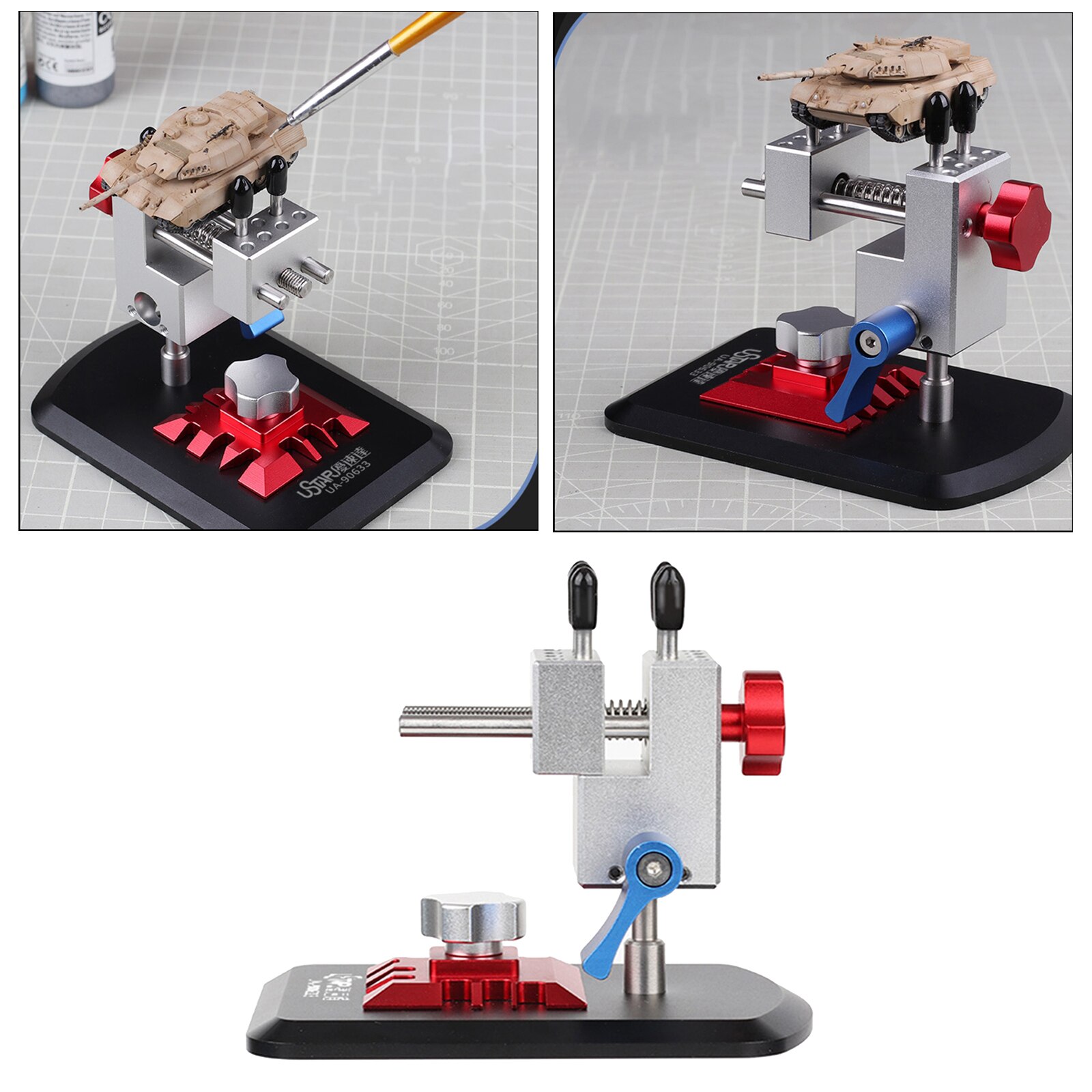 Aluminum Machine Model Building Tool 2-in-1 Vise Holder Work Station for Gundam Model Bench Vice Craft Carving DIY