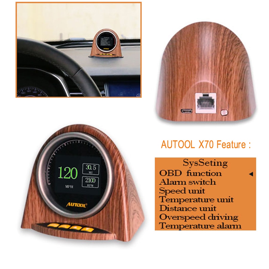 AUTOOL X70 Pantalla de cabeza para coche OBD2, medidor de cabeza para Auto HUD, velocímetro de temperatura automotriz, escáner de código de diagnóstico OBDII completo