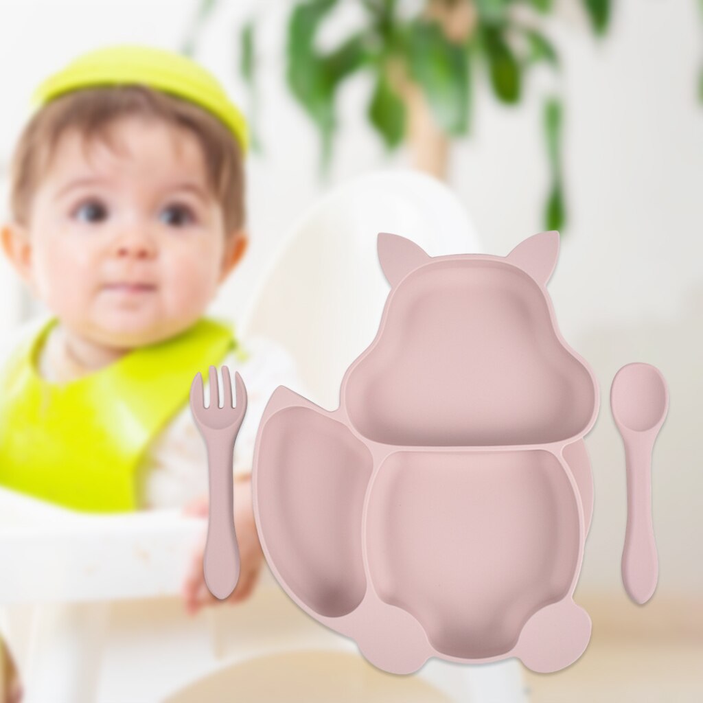 Vassoio da tavolo per alimenti per bambini diviso in plastica per bambini: rosa