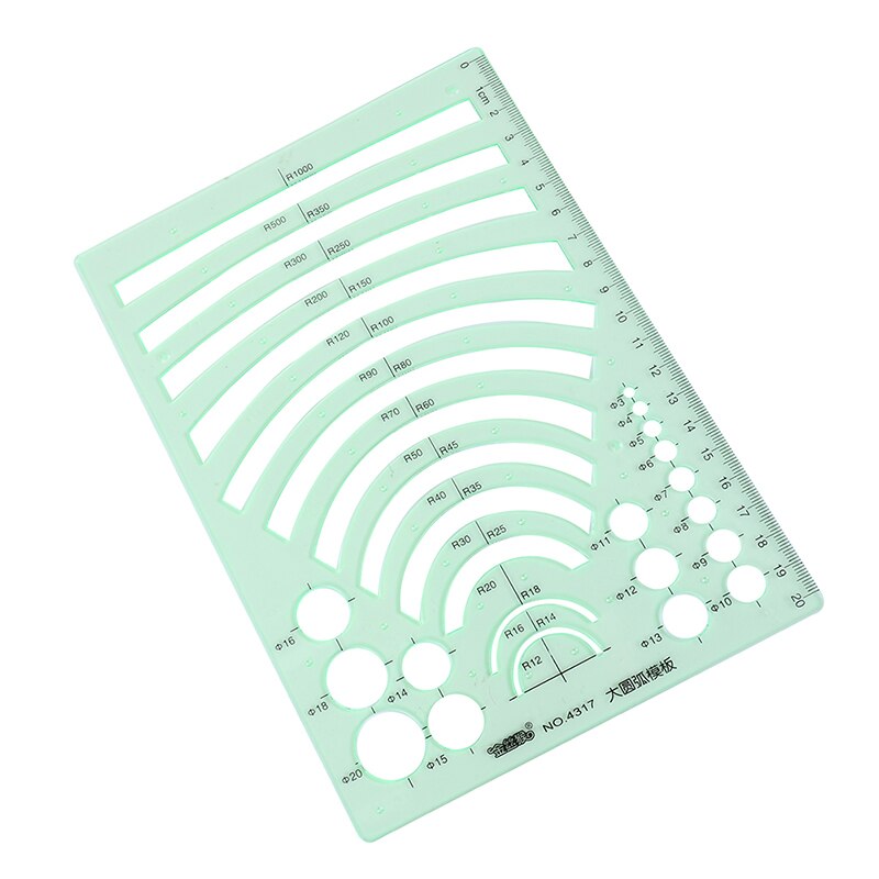 Green Plastic Students Rectangle Shape Drawing Circle Template Geometric Ruler