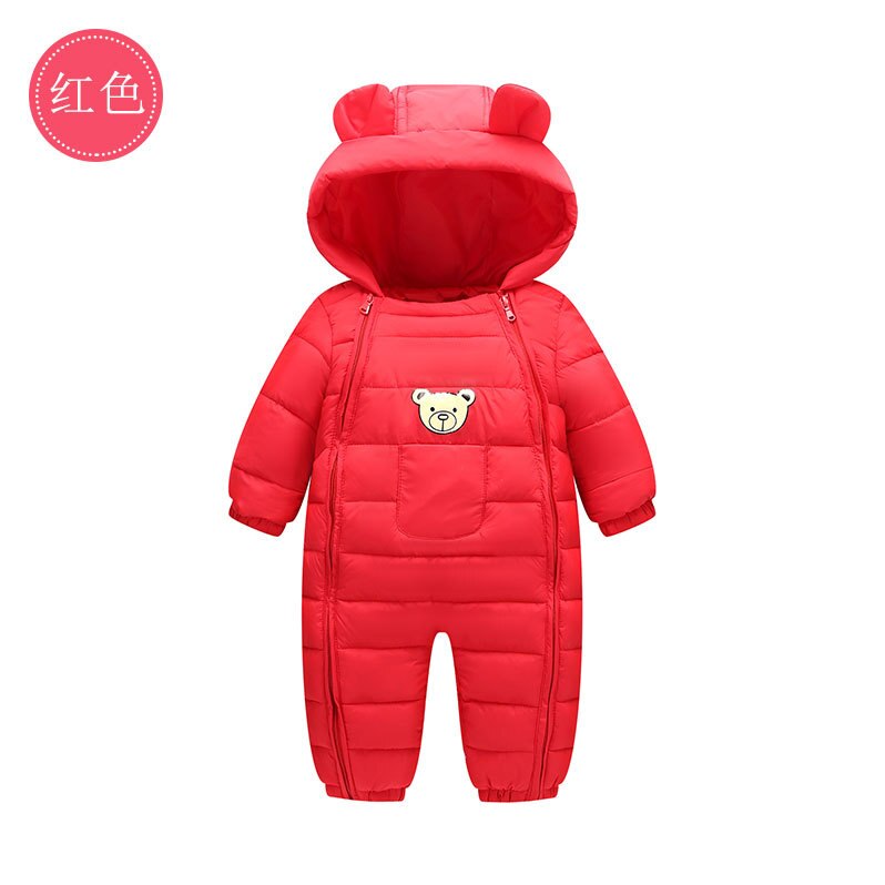 Lente Winter Baby Pasgeboren Snowsuit Sneeuw Wear Jassen Jongen Warme Romper Down Katoen Meisje Kleding Bodysuit: red / 9m