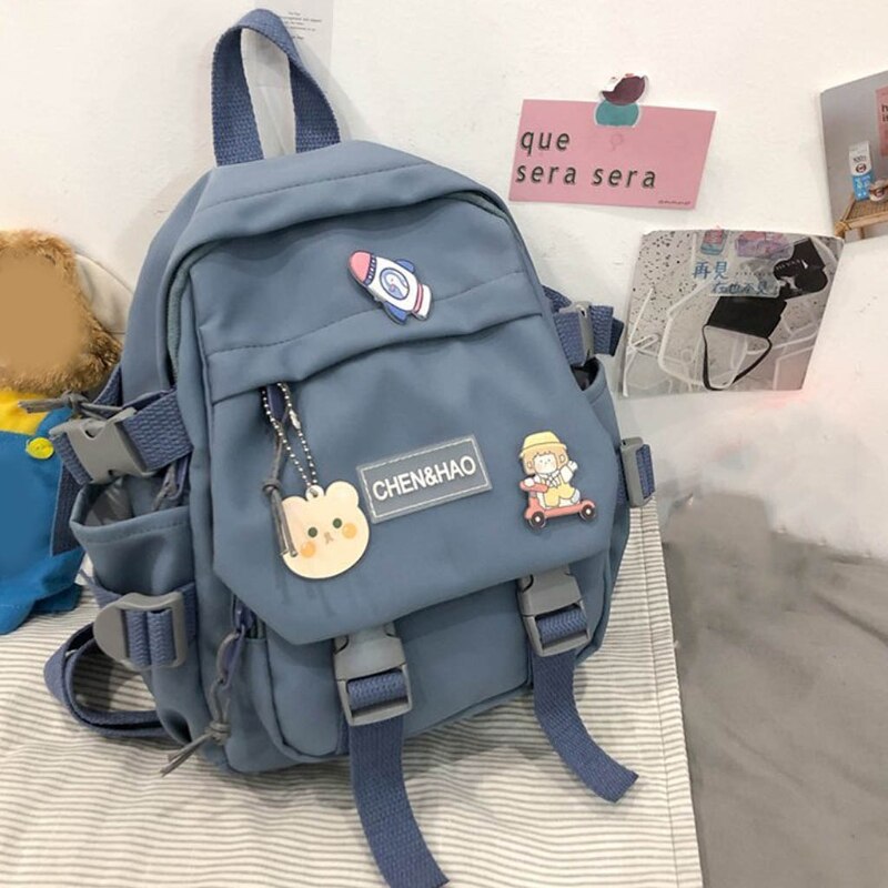 Zaino multifunzionale adorabile zaino da viaggio portatile con fibbia ad anello per ragazza zaino da donna con Badge piccolo zainetto femminile