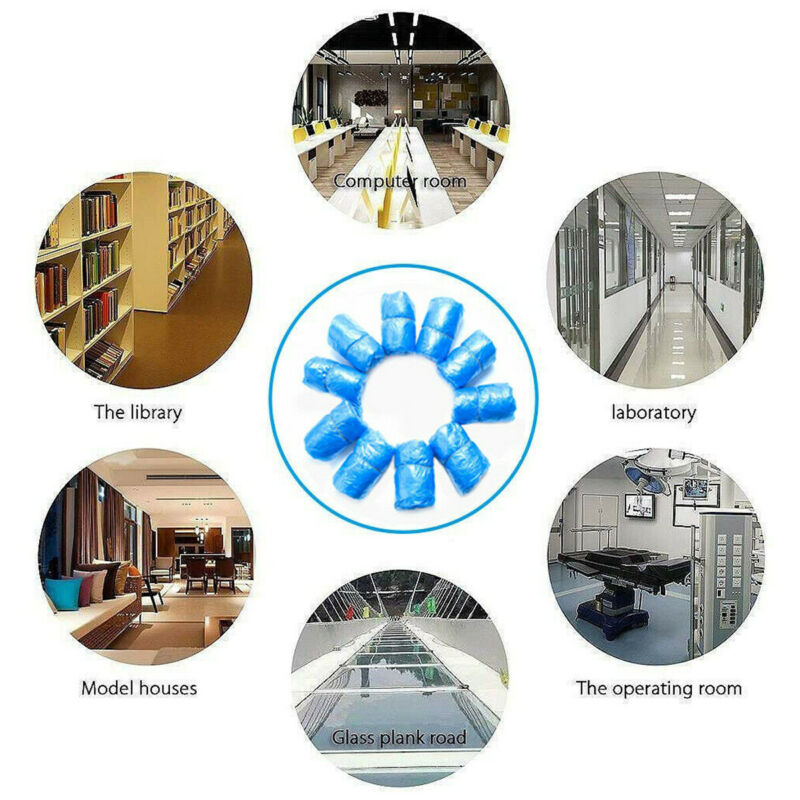 100PCS Disposable Plastic Shoe Covers Anti-Dust/water PVC Plastic Over Shoes / Shoe Boot Covers Walk Function Carpet Protectors