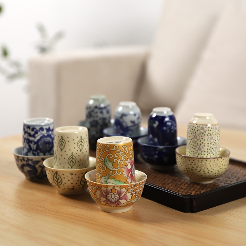 LUWU blue-and-white ceramic teacup porcelain wenxiang cup chinese kung fu cup drinkware