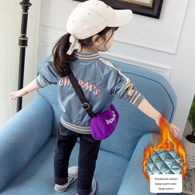 Winterjas voor babymeisjes, winterjas voor kinderen, warme katoenen jas met 3-8y letters, blauw en rood, nowsuit, kinderjas voor meisjes, winterkleding: 006- blauw / 6 tfit hoogte 110cm