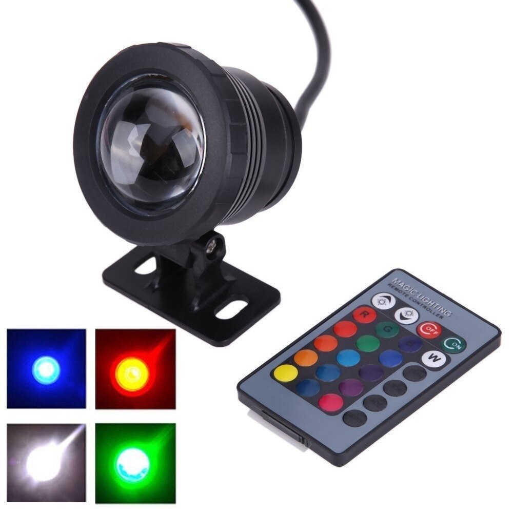 10W Rgb Led Onderwater Licht Fontein Zwembad Vijvers Aquarium Tank Lamp Waterdicht IP65 16 Kleuren Spot Verlichting Met Afstandsbediening controller