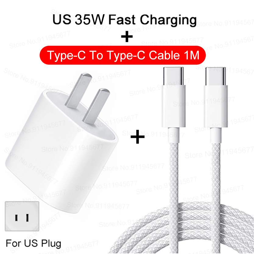 PD 35W Schnellladegerät für iPhone 11 12 13 14 15 Pro Max Schnellladekabel für iPhone 15 Plus USB Typ C Datenleitung Telefonladegerät: Uns