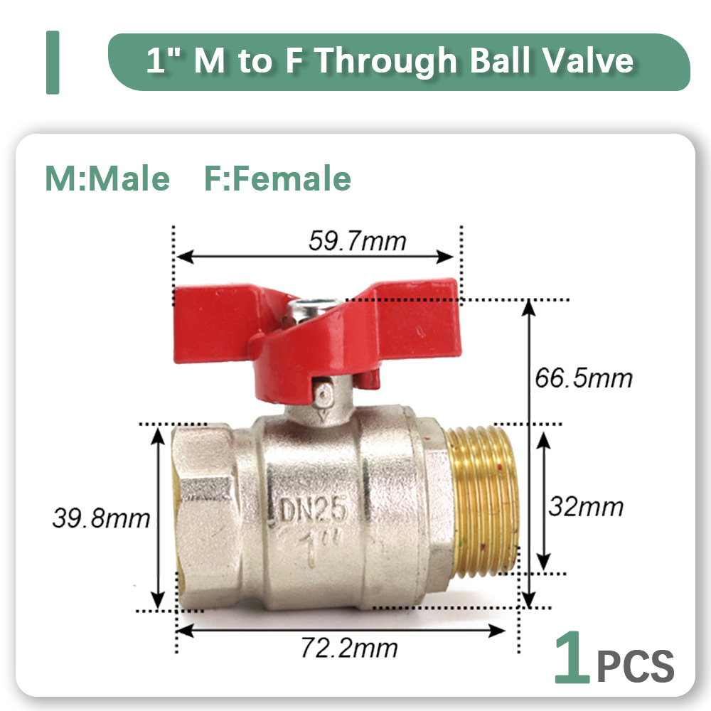 1/2" 3/4" 1" Brass Copper Ball Valve Fitting Replacement Coupling Adapter Connector Extender Garden Watering Durable Accessories: green