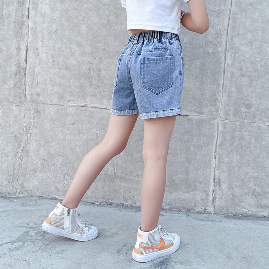Girls Summer Jeans Heart Pattern Kids Girl Jeans Cuffs Jeans Kid Casual Style Clothes For Girls