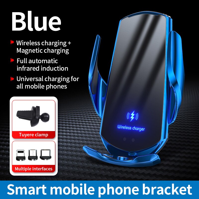 15W Car Wireless Charger for Samsung Galaxy A12 A22 A32 A42 A52 A72 A13 A33 A53 A73 5G Magnetic Charging Automatic Clamping: Blue