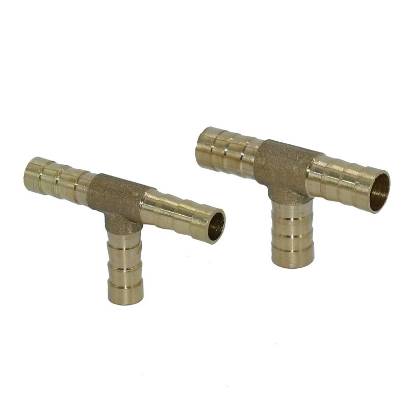 wxrwxy Brass 10mm Tee barb connector 8mm Tee air-valve barb tubing splitter Hose adapter Industrial hose adapter 5pcs