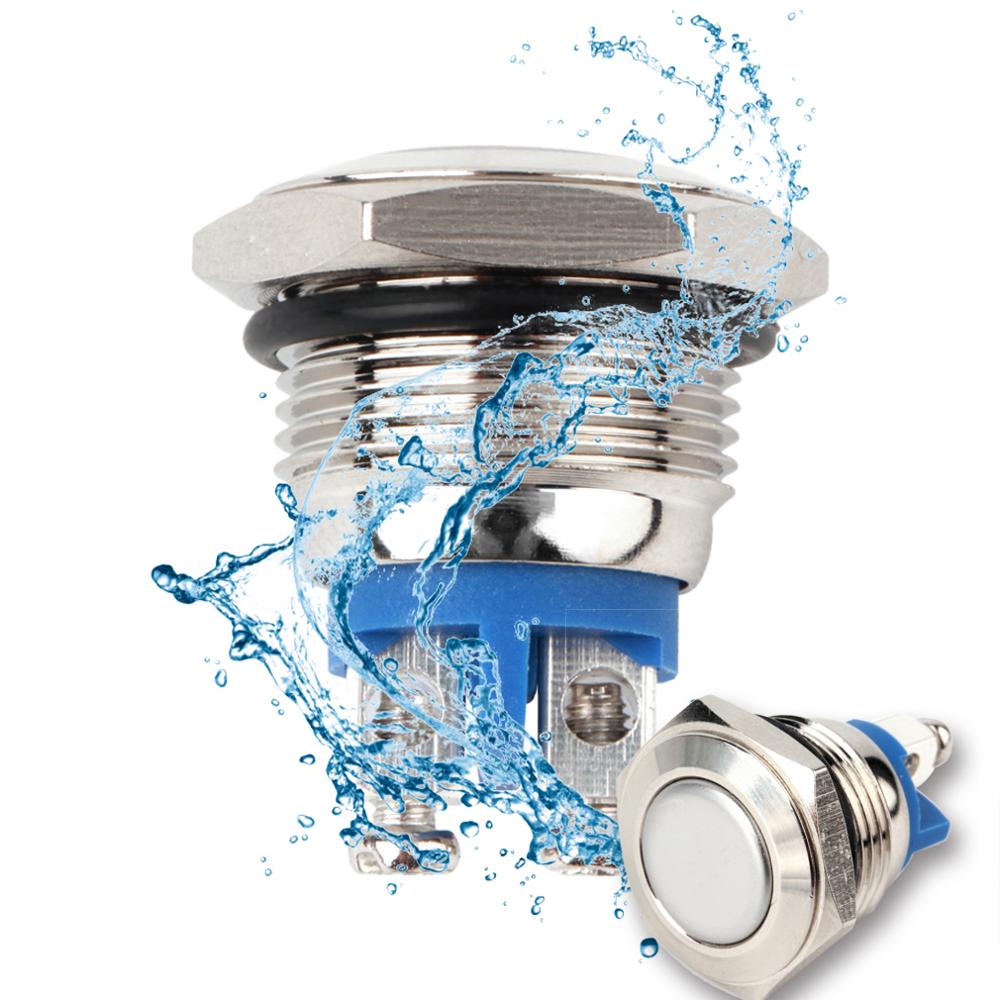 16mm Start Horn Button Momentary Nickel Plated Brass Metal Push Button Practical Waterproof Switch