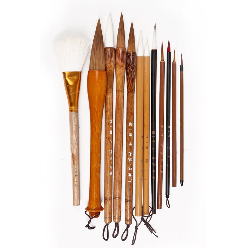 12pcs/set Chinese Calligraphy Brush Pen Set Artist Painting Brushes S/M/L Regular Script Caligrafia Writing Brushes Craft Supply