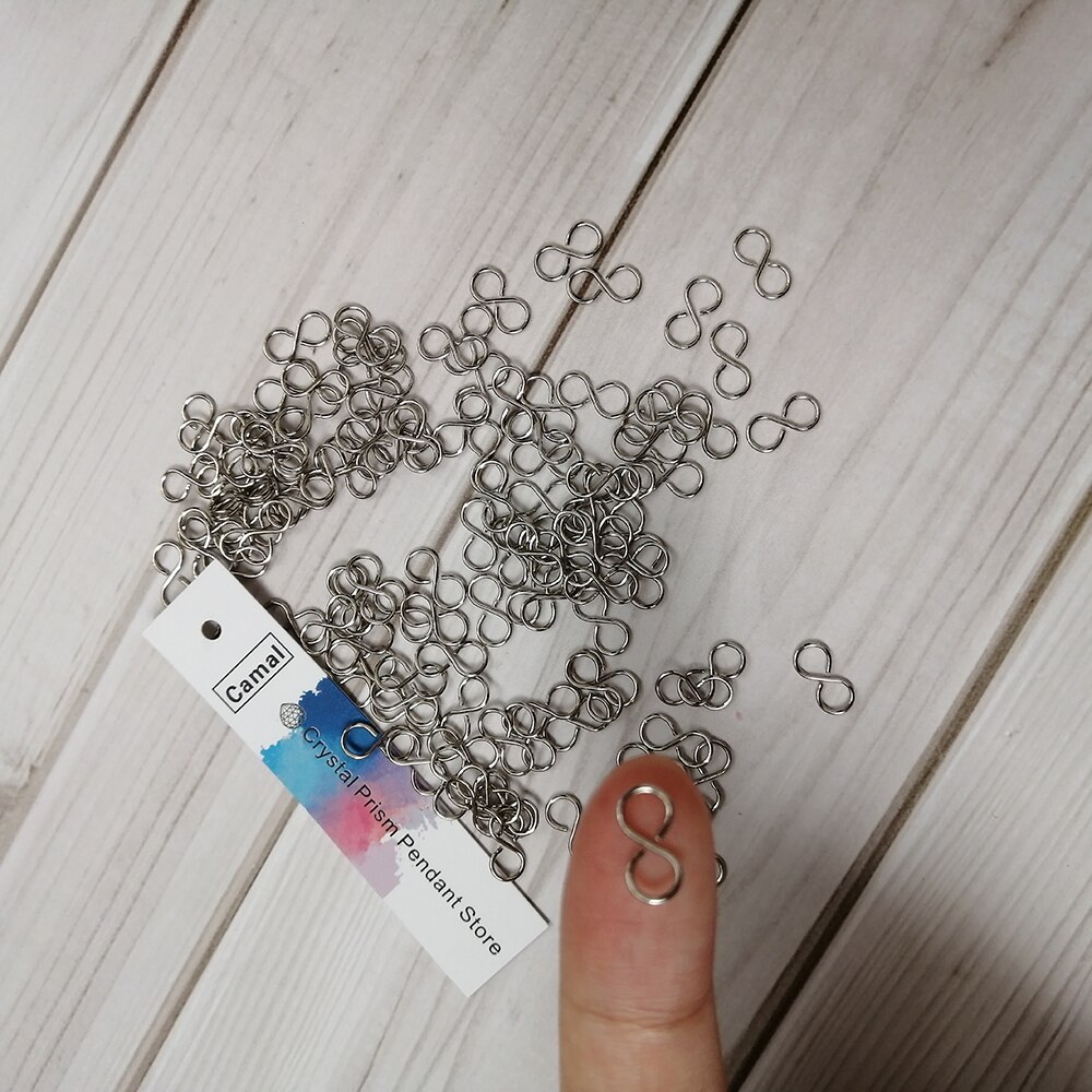Kamel 100 stk 10 x 5mm uendeligt symbol krom  s 8 lås metalstik krog krystal vedhæng lysekrone del smykker finde