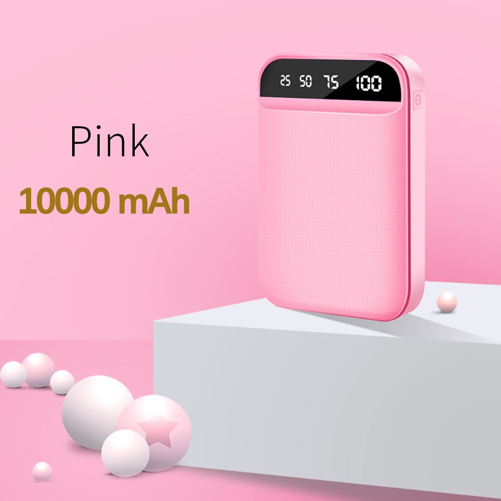 Raxfly Mini Power Bank Dual Draagbare Snel Opladen Batterij Powerbank 10000 Mah Reizen Digitale Display Poverbank Voor Iphone Xiaom: 10000mAh Pink