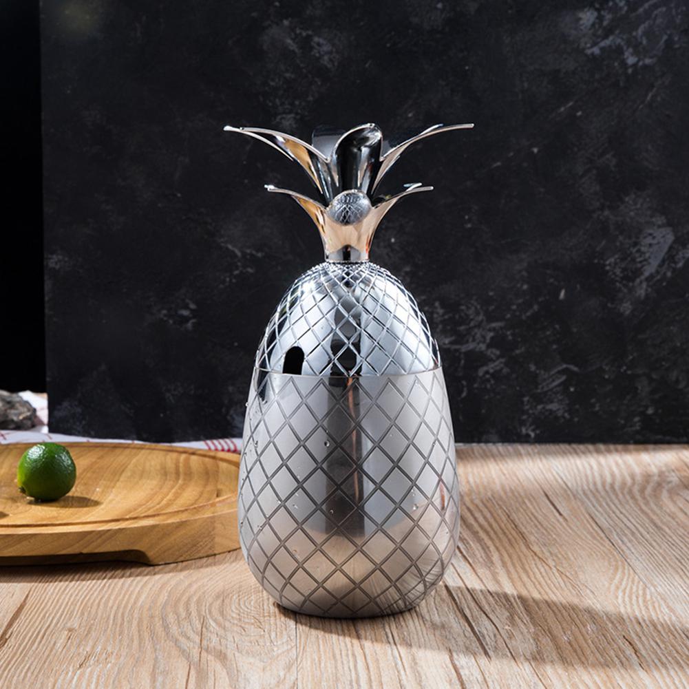 Ananasform rustfrit stål cocktailglas dekoration 500ml: 550ml sølv