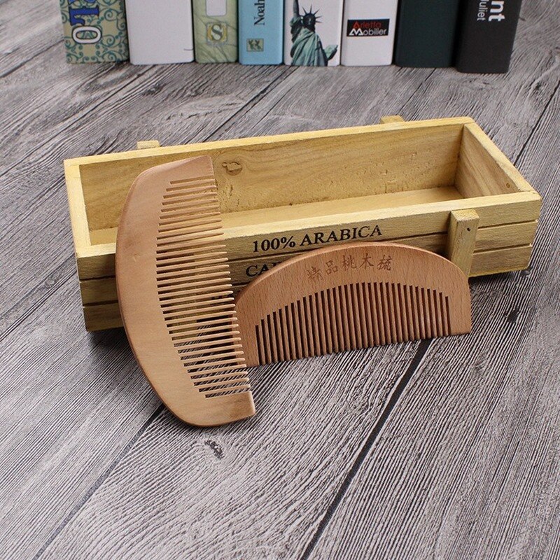 Natuurlijke perzikhouten kam, tanden sluitend, antistatisch, ontwarrend, baardkam, hoofdmassage, haarborstel, haarverzorgingstools voor op reis.