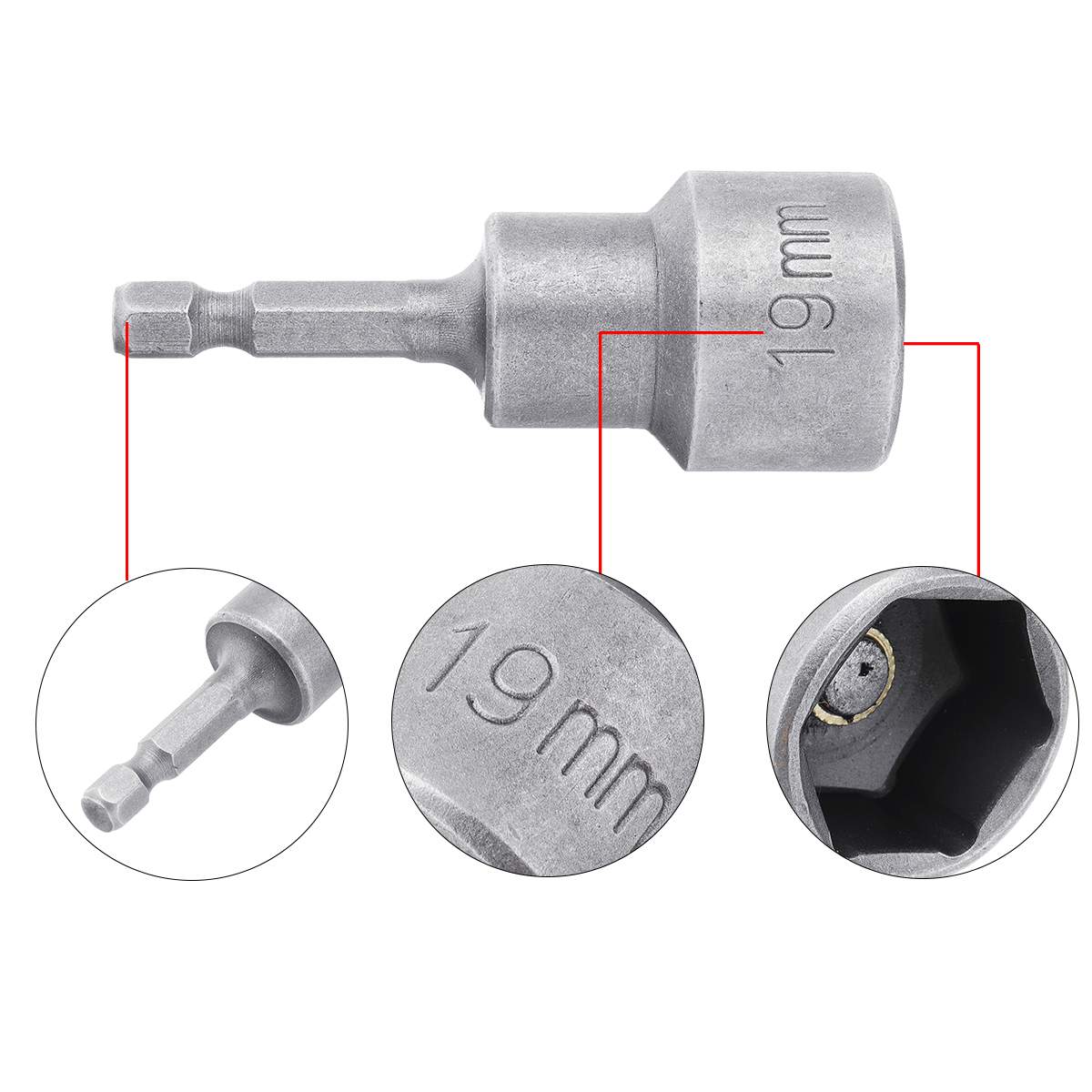6-19mm 1/4 Inch Hex Shank Socket Wrench Magnetic Nut Driver Socket Screwdriver Drill Bit Shank Adapter Tool Motor Repairing Tool
