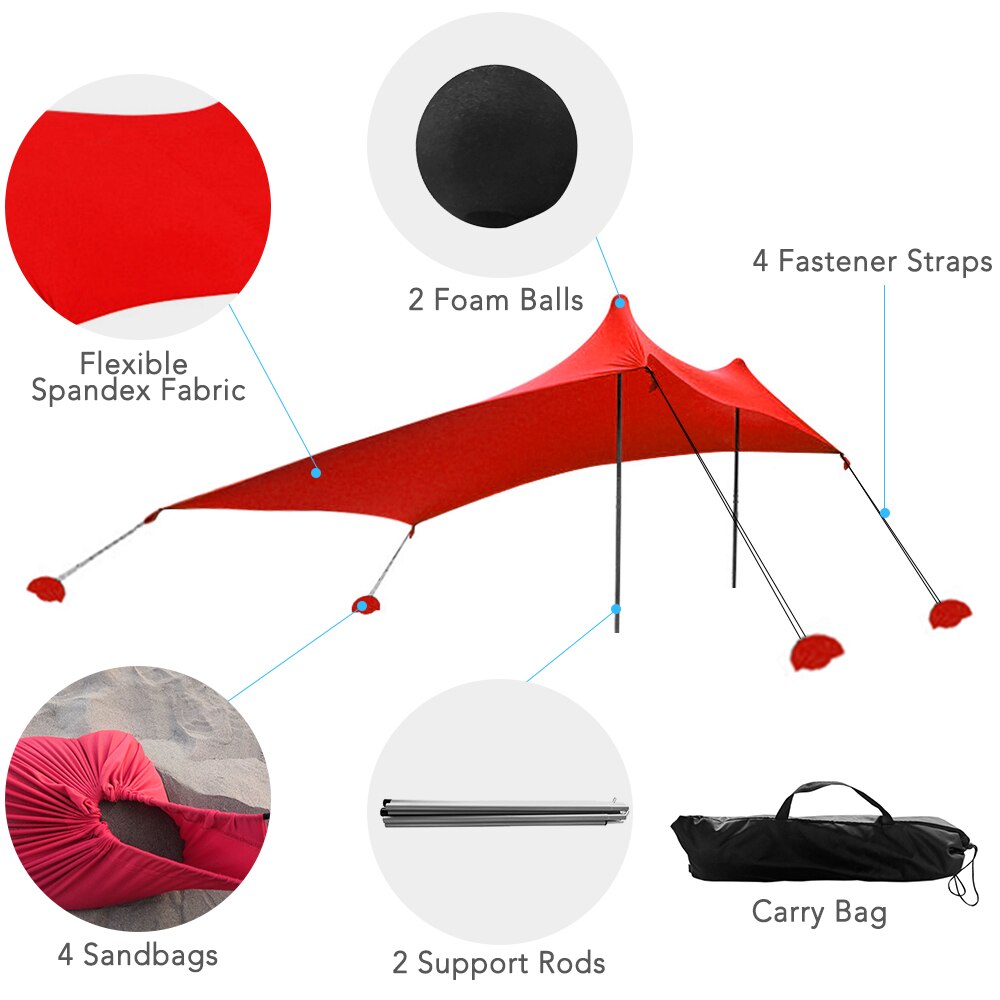 Strand Tent Zon Onderdak Met Zandzakken Voor Camping Vissen Wandelen Achtertuin Strand Park Outdoor Luifel Tarp Lichtgewicht Camping Tent