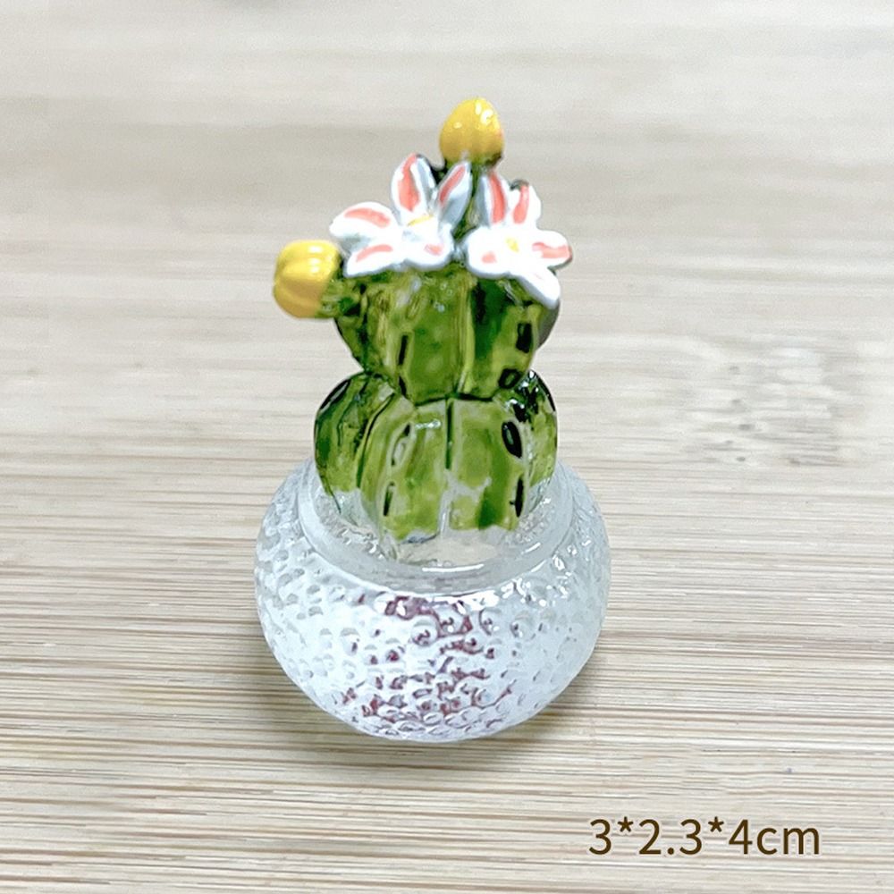 Cartoon Cactus Bonsai Decor Resin Crafts Transparent Fleshy Mini Cactus Figurines Realistic Simulated Cactus Home Accessories: Olive