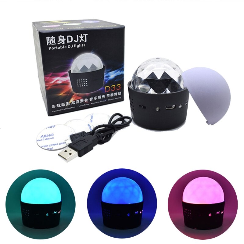 Bola de discoteca Usb RGB, luz LED de escenario, bola mágica pequeña, bombillas mágicas de colores, luz de escenario de rotación automática, bombilla LED de de Club de DJ