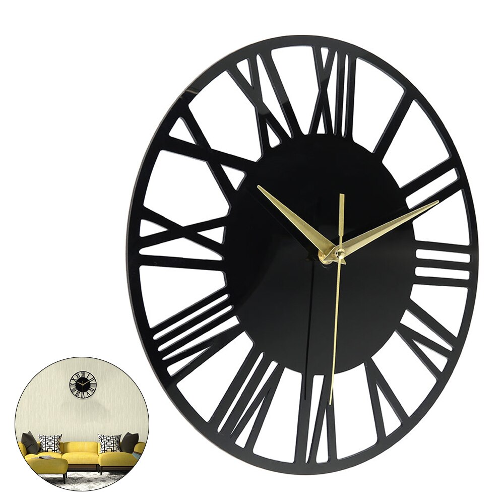 Nordic Metal Roman Numeral Wall Clocks Retro Iron Art Black Gold Large Hanging Ornament Home Decoration Big Wall Clock Garden